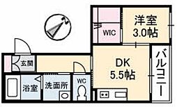 グランドベレオ明治町 1DKの間取図画像