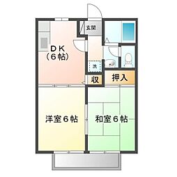 エーライン泉B 2DKの間取図画像