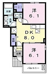 ルノア1 2DKの間取図画像