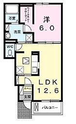 プランタン 1LDKの間取図画像