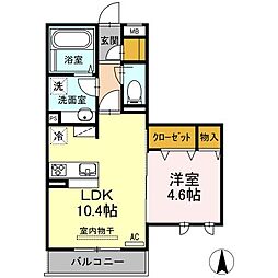 メルヴェーユ 1LDKの間取図画像