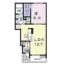 ペリドットB 1LDKの間取図画像