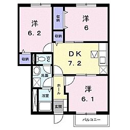グランドソレーユA 3DKの間取図画像