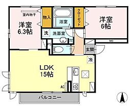 アメニティイン大門 2LDKの間取図画像