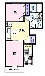 アヴェニールB 2DKの間取図画像
