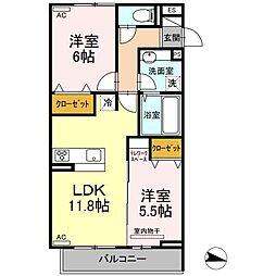 メゾンドキャトル7 2LDKの間取図画像