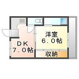 ビレッジハウス大門1 1DKの間取図画像