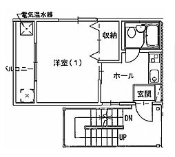 山地アパート 1Kの間取図画像