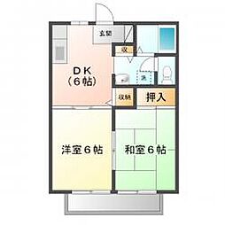 サンタウン竹ノ葉A 2DKの間取図画像