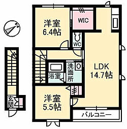 グランドメゾン水呑A 2LDKの間取図画像