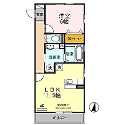 ヴィサージュ 1LDKの間取図画像