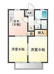 コーポさとうA 2DKの間取図画像