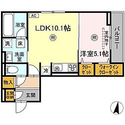リベルテ手城 1LDKの間取図画像