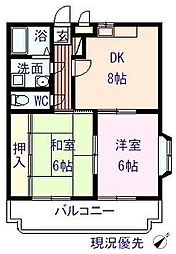 メゾン・ゆき 2DKの間取図画像