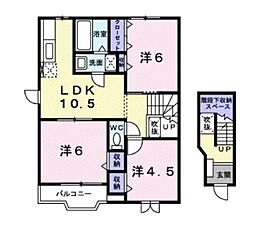 ゴールドクレスト藤井 2階3LDKの間取り