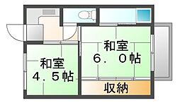 ビレッジハウス中庄　1号棟 4階2Kの間取り