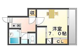 レオパレスパティオ 1階1Kの間取り