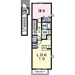 サンリット　エクセレンスＢ 2階1LDKの間取り