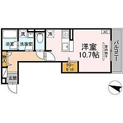 福山市西町1丁目アパート ワンルームの間取図画像