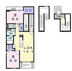 ミルキー　ウェイ稲月 3階2LDKの間取り