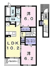フィグ　キャッスル 2階2LDKの間取り