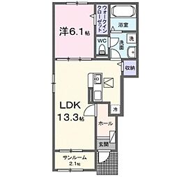 ピュア クロッシュ 1LDKの間取図画像