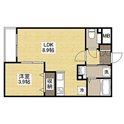 月光東福山駅前 1LDKの間取図画像