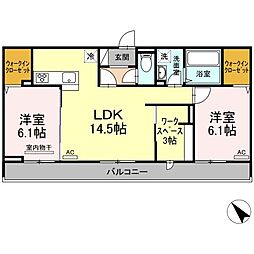 ローズ多治米 2LDKの間取図画像