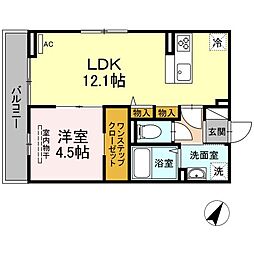 ラフィネ大門 1LDKの間取図画像
