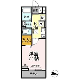 メゾンドキャトル7 1Kの間取図画像
