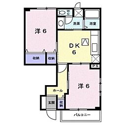 アヴェニュー高島 2DKの間取図画像