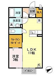 パル・ロワール 1LDKの間取図画像