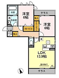 D-roomC3 2LDKの間取図画像