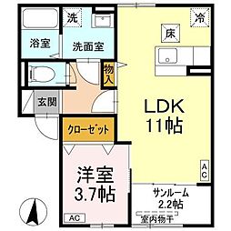 ヴィークコート手城 1LDKの間取図画像