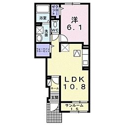 プリムヴェールB 1LDKの間取図画像