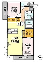 シエルカルム 2LDKの間取図画像