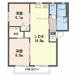 ミュウハウス 2LDKの間取図画像