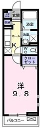 アンジュ 1Kの間取図画像