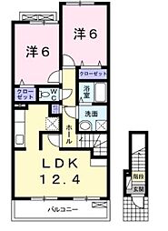 グレイトリバーA 2LDKの間取図画像