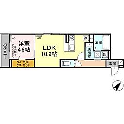 D-residence多治米N 1LDKの間取図画像