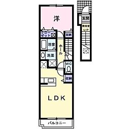 エヴァーグリーンB 1LDKの間取図画像