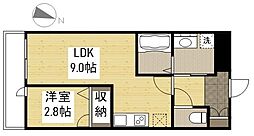 月光福山三吉町 1LDKの間取図画像