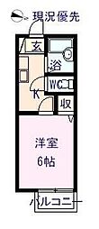 ジャルハイツB 1Kの間取図画像
