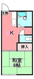 アネックス横屋B 1Kの間取図画像
