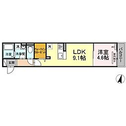 D-room今町 1LDKの間取図画像