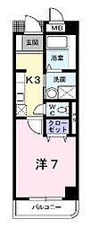 メルヴェイュー・ロジュマン 1Kの間取図画像