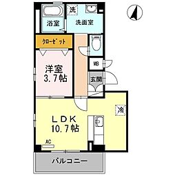 マイローズ松浜 1LDKの間取図画像