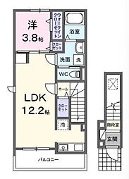 エヴアA 1LDKの間取図画像