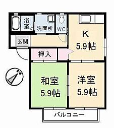 ソレイユB 2Kの間取図画像