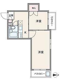 パレ・ドール亀有 2Kの間取図画像